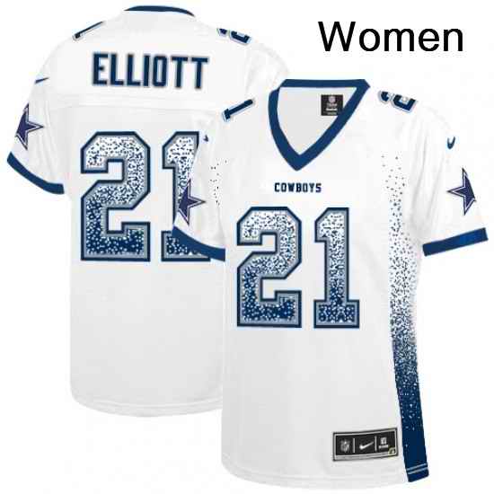 Womens Nike Dallas Cowboys 21 Ezekiel Elliott Elite White Drift Fashion NFL Jersey